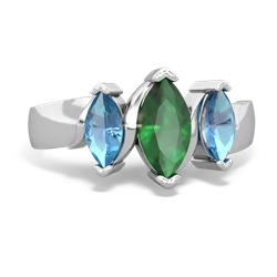 Emerald Three Peeks 14K White Gold ring R2433