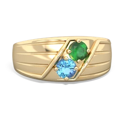 Emerald Men's Streamline 14K Yellow Gold ring R0460