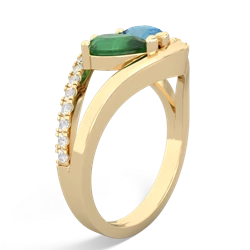 Emerald Nestled Heart Keepsake 14K Yellow Gold ring R5650