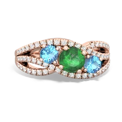 Emerald Three Stone Aurora 14K Rose Gold ring R3080