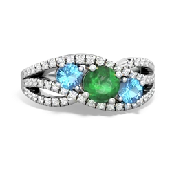 Emerald Three Stone Aurora 14K White Gold ring R3080