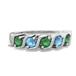 Emerald Anniversary Band 14K White Gold ring R2089