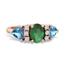 Emerald Antique Style Three Stone 14K Rose Gold ring R2186