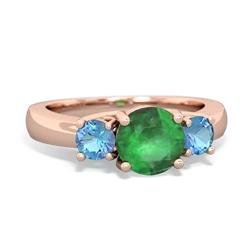 Emerald Three Stone Round Trellis 14K Rose Gold ring R4018