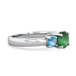 Emerald Three Stone Round Trellis 14K White Gold ring R4018