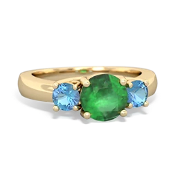 Emerald Three Stone Round Trellis 14K Yellow Gold ring R4018