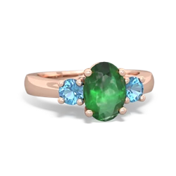 Emerald Three Stone Oval Trellis 14K Rose Gold ring R4024