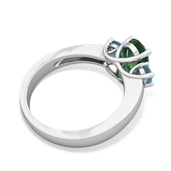 Emerald Three Stone Oval Trellis 14K White Gold ring R4024