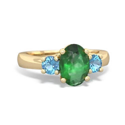 Emerald Three Stone Oval Trellis 14K Yellow Gold ring R4024