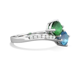 Emerald Channel Set Two Stone 14K White Gold ring R5303