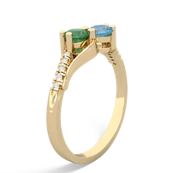 Emerald Infinity Pave Two Stone 14K Yellow Gold ring R5285