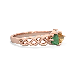 Emerald Heart To Heart Braid 14K Rose Gold ring R5870