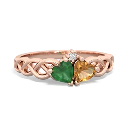 Emerald Heart To Heart Braid 14K Rose Gold ring R5870