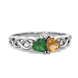 Emerald Heart To Heart Braid 14K White Gold ring R5870