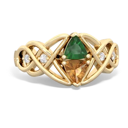 Emerald Keepsake Celtic Knot 14K Yellow Gold ring R5300