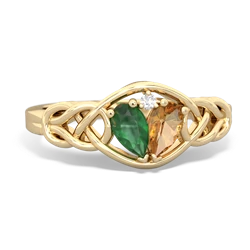 Emerald Celtic Love Knot 14K Yellow Gold ring R5420