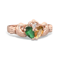 Emerald 'Our Heart' Claddagh 14K Rose Gold ring R2388