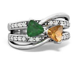 Emerald Bowtie 14K White Gold ring R2360