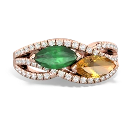 Emerald Diamond Rivers 14K Rose Gold ring R3070