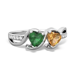 Emerald Side By Side 14K White Gold ring R3090