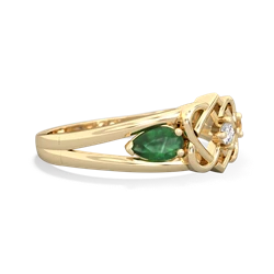 Emerald Hearts Intertwined 14K Yellow Gold ring R5880