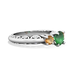 Emerald Art Deco Eternal Embrace Engagement 14K White Gold ring C2003