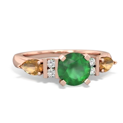 Emerald 6Mm Round Eternal Embrace Engagement 14K Rose Gold ring R2005