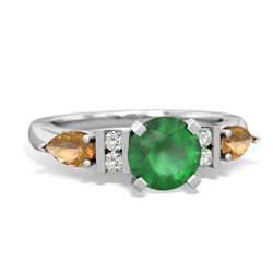 Emerald 6Mm Round Eternal Embrace Engagement 14K White Gold ring R2005