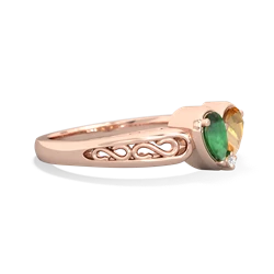 Emerald Filligree 'One Heart' 14K Rose Gold ring R5070