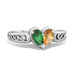 Emerald Filligree 'One Heart' 14K White Gold ring R5070