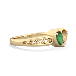 Emerald Filligree 'One Heart' 14K Yellow Gold ring R5070