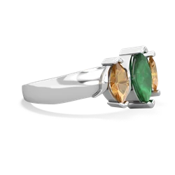 Emerald Three Peeks 14K White Gold ring R2433