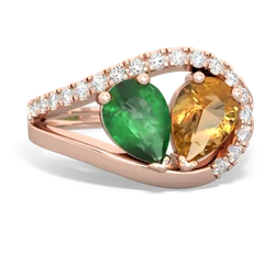 Emerald Nestled Heart Keepsake 14K Rose Gold ring R5650