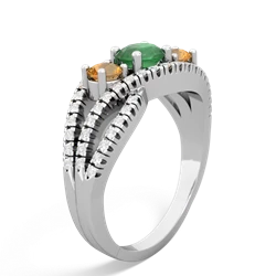 Emerald Three Stone Aurora 14K White Gold ring R3080