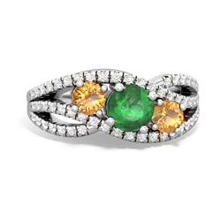 Emerald Three Stone Aurora 14K White Gold ring R3080