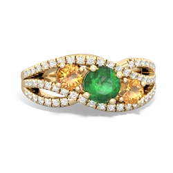 Emerald Three Stone Aurora 14K Yellow Gold ring R3080