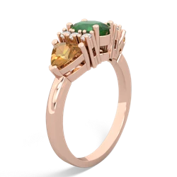 Emerald Antique Style Three Stone 14K Rose Gold ring R2186