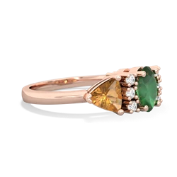 Emerald Antique Style Three Stone 14K Rose Gold ring R2186