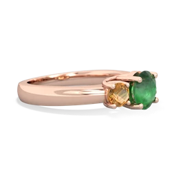 Emerald Three Stone Round Trellis 14K Rose Gold ring R4018