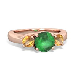 Emerald Three Stone Round Trellis 14K Rose Gold ring R4018