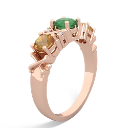 Emerald Hugs And Kisses 14K Rose Gold ring R5016