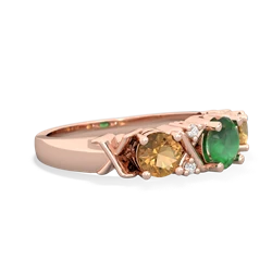 Emerald Hugs And Kisses 14K Rose Gold ring R5016