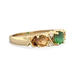 Emerald Hugs And Kisses 14K Yellow Gold ring R5016