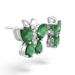 Emerald Butterfly 14K White Gold earrings E2215