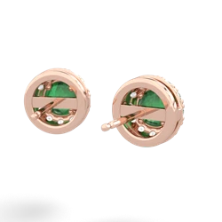 Emerald Diamond Halo 14K Rose Gold earrings E5370