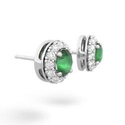 Emerald Diamond Halo 14K White Gold earrings E5370