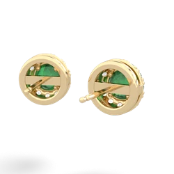 Emerald Diamond Halo 14K Yellow Gold earrings E5370