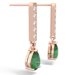 Emerald Art Deco Diamond Drop 14K Rose Gold earrings E5324