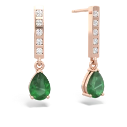 Emerald Art Deco Diamond Drop 14K Rose Gold earrings E5324