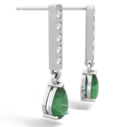 Emerald Art Deco Diamond Drop 14K White Gold earrings E5324